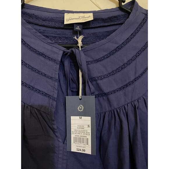Universal Thread Womens M Balloon Sleeve Tie Front Blue Blouse NWT MRSP $24.99 - Picture 3 of 9